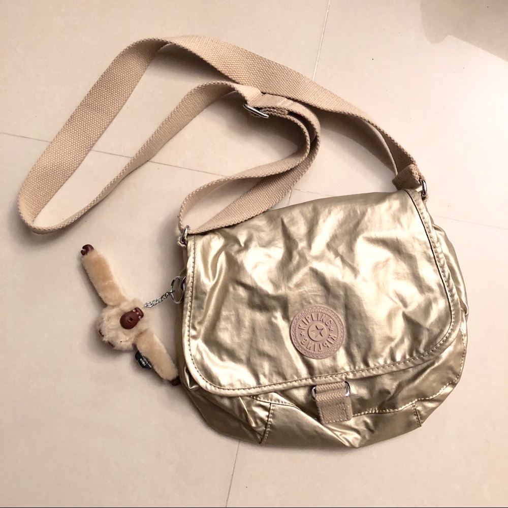 Kipling Metallic Gold Crossbody Shoulder Bag